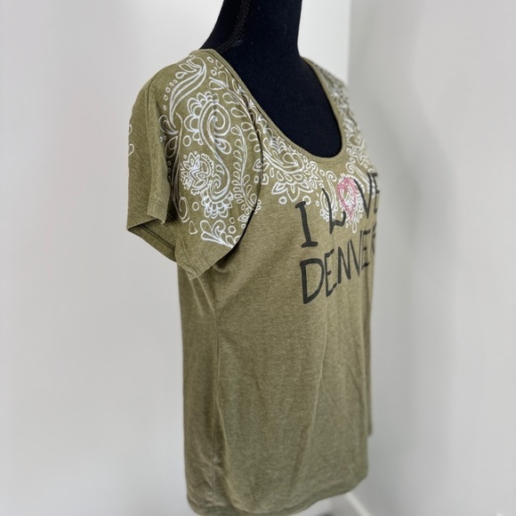 Prana I Love Denver Green Short Sleeve Shirt (L) - Picture 4 of 7